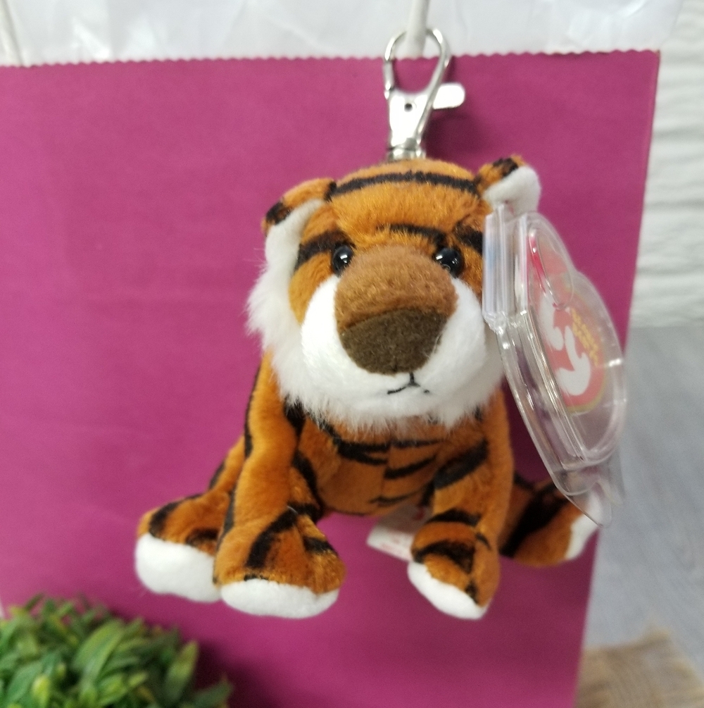 Ty Stripey The Tiger Plush Metal Key Clip